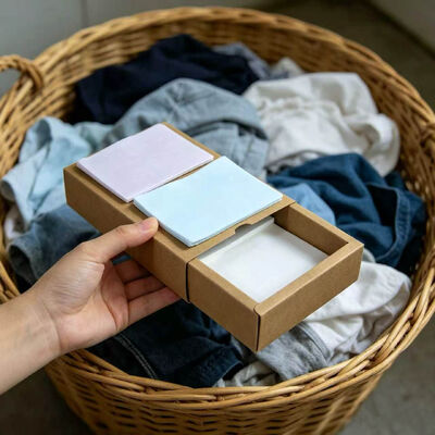 生物分解可能でプラスチックのない洗濯用洗剤シート