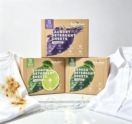 環境に優しい生分解性洗濯洗剤シート、植物由来界面活性剤、無毒で水に安全な処方